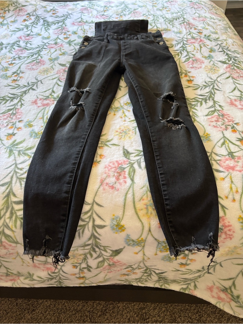 Celebrity Pink Black Distressed Women's Jeans Overalls